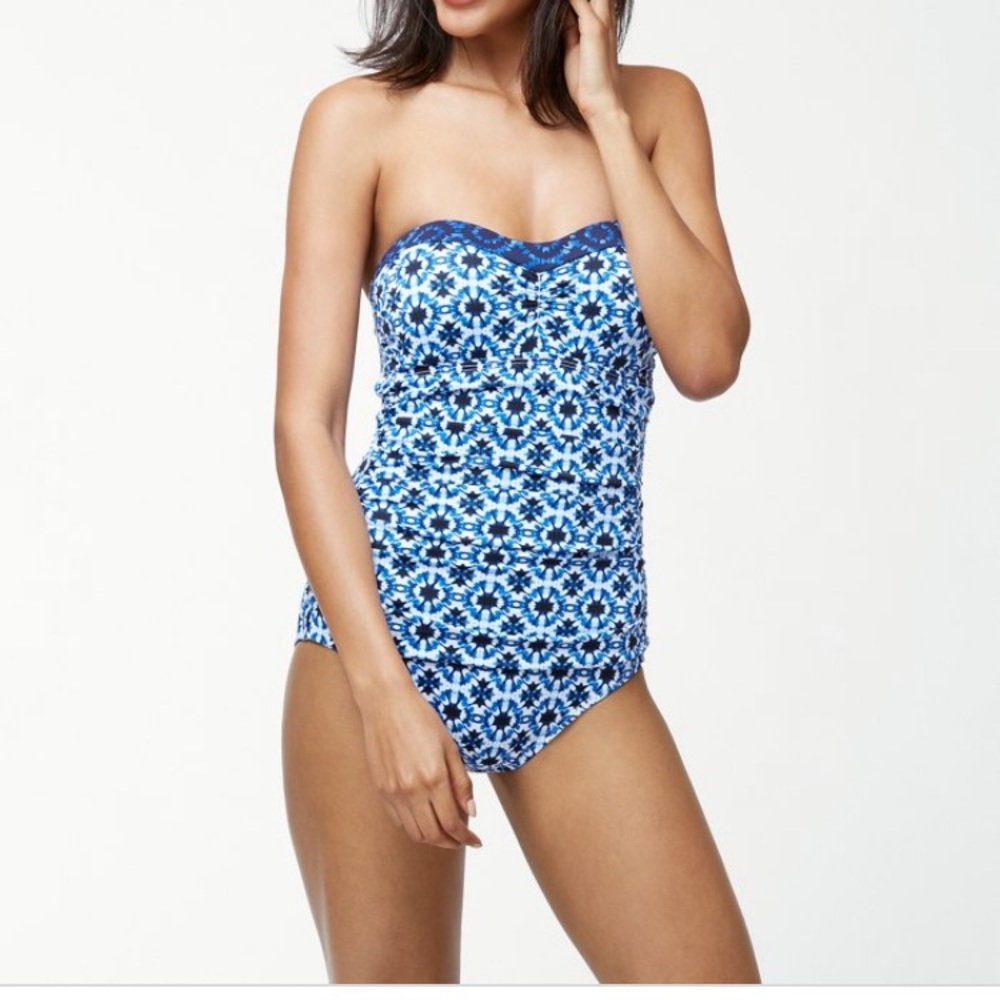 Tommy Bahama Shibori Splash Bandeau One-Piece Swimsuit